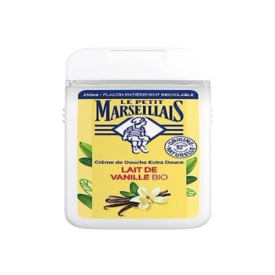 Image de Le Petit Marseillais Crème de Douche Extra Douce Lait Vanille Bio (flacon 250 ml) 92% d&#039;ingrédients d&#039;origine naturelle Flacon entièrement recyclable