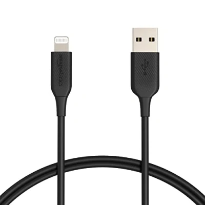 Afbeelding van Amazon Basics USB kabel A naar Lightning oplader voor iPhone, MFi gecertificeerd, 0,9 m, zwart, 2 stuks