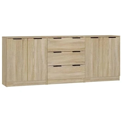 Image de vidaXL Buffets 3 pcs Chêne sonoma Bois d&#039;ingénierie3115782