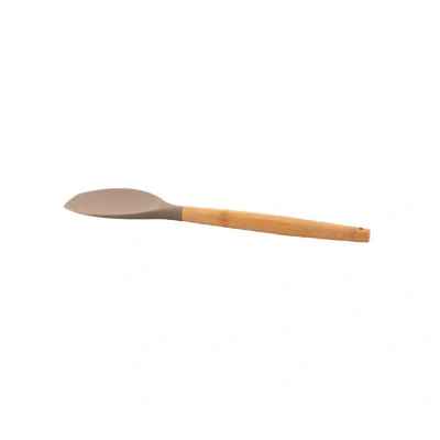 Afbeelding van Point Virgule Silicone Pannenlikker Met Bamboe Handvat Taupe