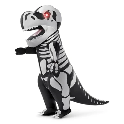 Afbeelding van Spooktacular Creations Opblaasbaar Halloween kostuum, skelet, dinosaurus, T Rex, opblaasbaar, volwassenen, uniseks, één maat