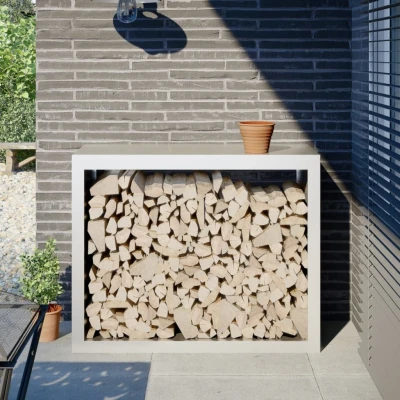 Afbeelding van vidaXL Haardhoutrek 100x40x80 cm staal wit