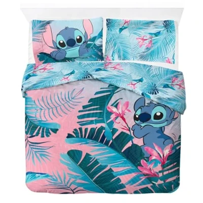 Afbeelding van Jay Franco Disney Lilo &amp; Stitch beddengoed voor twee personen kinderen, dekbedovertrek en kussenslopen, 50 x 70 cm, 100% katoen