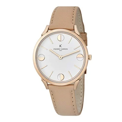 Afbeelding van Pierre Cardin Pigalle Half Moon CPI.2011 Horloge Leer Crème Ø 40 mm