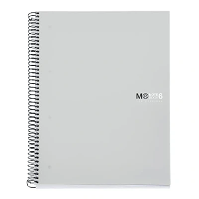 Afbeelding van Miquelrius Notitieboek A4 Notebook The Original, 6 kleurstrepen, ondoorzichtige polypropyleen omslag, afmetingen 210 x 297 mm, 4 gaten, 150 vellen 70 g/m², 5 mm geruit, kleur grijs