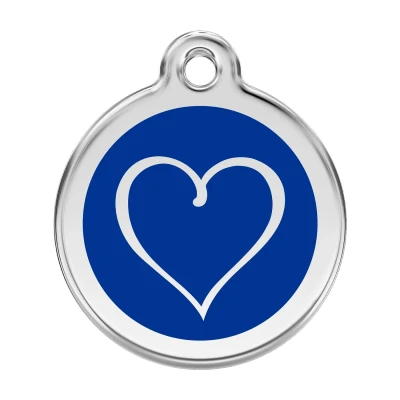 Afbeelding van Tribal Heart Navy roestvrijstalen hondenpenning large/groot dia. 3,8 cm RedDingo