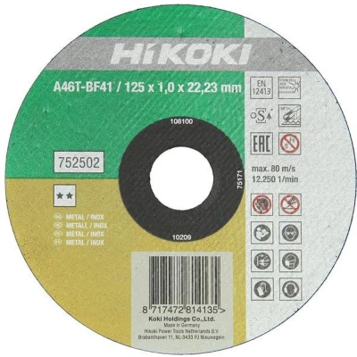 Afbeelding van HiKOKI Doorslijpschijf inox vlak 125 mm x 1mm 752502