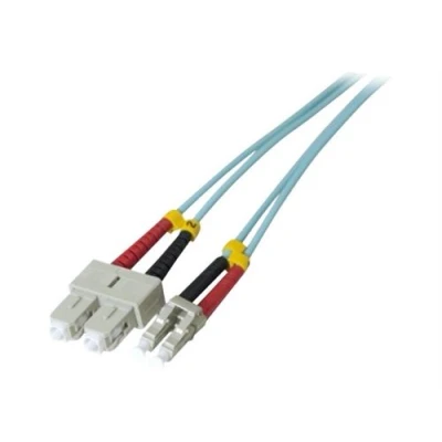 Image de exertis Connect Cordon de raccordement SC/UPC multimode (M) pour LC/UPC 1 m fibre optique duplex 50 / 125 microns OM3 turquoise