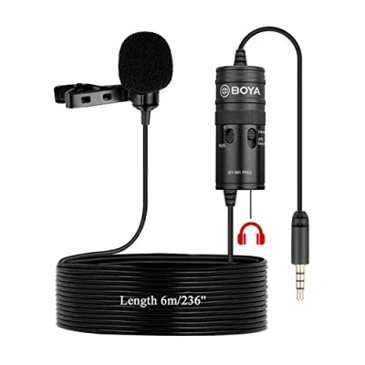 Afbeelding van New Monitor Lavalier microfoon voor Canon iPhone Podcast, 19 feet Boya Omnidirectional Condenser Mic Nikon Sony 10 8 Plus 7 6 DSLR Camcorder Audio Recorder YouTube Interview Video