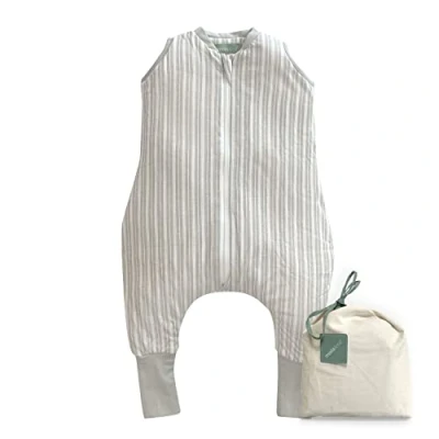Afbeelding van molis&amp;co Slaapzak met voeten en sokken, 1,0 TOG, ideaal voor de herfst lente, 100% katoen, Dawn Stripes, 4 jaar
