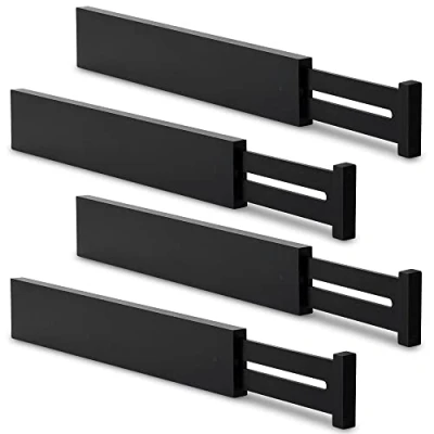 Afbeelding van Utoplike 4 stuks Bamboe Verstelbare Lade Divider 42.7cm 55.4cm, Organizer Spring Loaded Verdelers voor Keuken Slaapkamer Nursery Office