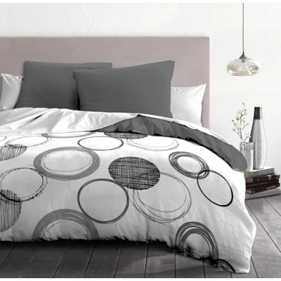 Afbeelding van Set beddengoed HOME LINGE PASSION Wit Cirkels Lichtgrijs (220 x 240 cm)