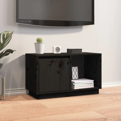 Afbeelding van Tv meubel 74x35x44 cm massief grenenhout zwart