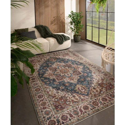 Afbeelding van Vintage Buitenkleed Valenca Brio Beige/blauw 120x160 Cm