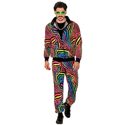 Afbeelding van Widmann Grappig &amp; Fout Kostuum Rudy Regenboog Retro Trainingspak Multicolor Medium Carnavalskleding Verkleedkleding