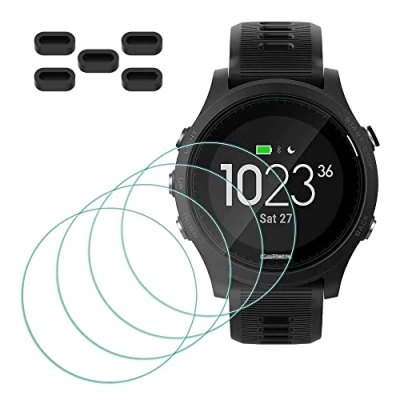 Afbeelding van Displaybeschermfolie van gehard glas voor Garmin Forerunner 935 Smart Watch [4 stuks] + 5 x MTHGH stofstekker hardheid 9H krasbestendig gevoelige touch bubbelvrij ultradunne beschermfolie