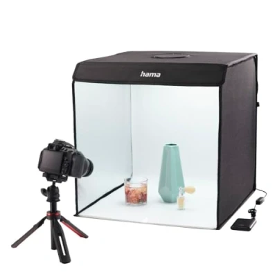 Afbeelding van Hama Fotodoos 50 x cm (fotostudio, mini fotostudio, lichtdoos, lichtbak, witte doos, groen scherm, lichttent, fotokubus, voor productfotografie, accessoires
