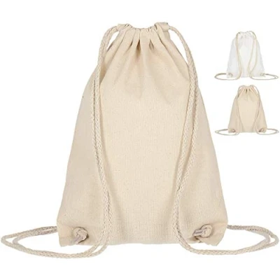 Afbeelding van ELES VIDA Katoenen gymtas 21 x 29 cm Sporttas Stoffen rugzak tas Oeko TEX® gecertificeerd voor dames en heren Gym kinderen, Natuurlijk.