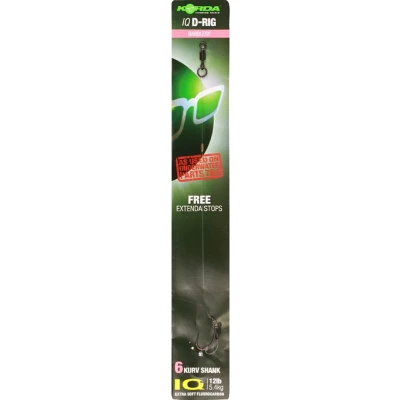 Afbeelding van Korda Ready tied IQ2 10lb D rig Kurv Shank Barbless maat 8 Karper onderlijnen