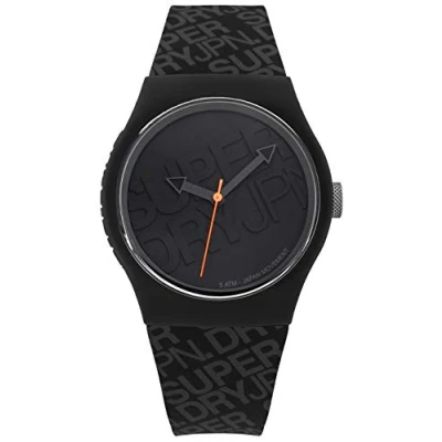 Afbeelding van Superdry SYG169B Analoog kwartshorloge voor heren met siliconen band, zwart, armband, zwart., armband