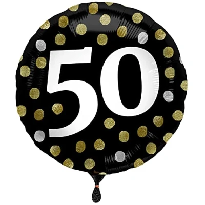 Afbeelding van Folat Folieballon Glossy Black 50 jaar 45 cm