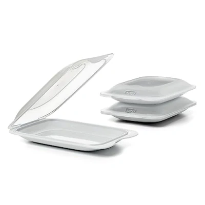 Image de TATAY Boîtes a Charcuterie Fresh Ensemble de 3 Mini Boite Jambon Conservation Frigo, Empilable Passe au Congelateur, Micro ondes et Lave vaisselles Sans BPA, 12x3,1x18cm, Couleur Blanc