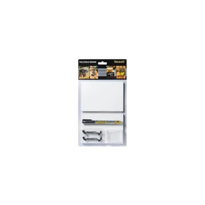 Afbeelding van Securit A6 bord (afwasbaar) 20 etiketten + 4 spikes 2 houders krijtmarker wit