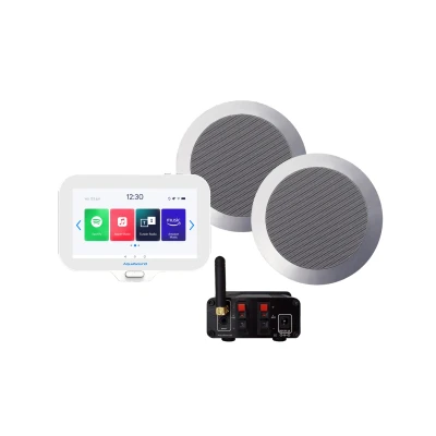 Afbeelding van N Joy badkamerradio met twist speaker set in mat chroom, controller (IPX7), wand lader en bluetooth versterker 30 WATT