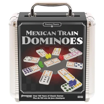 Afbeelding van Goliath Mexican Train Dominoes In Tin Koffer Actiespel Domino Gezinsspel 1 tot 8 spelers