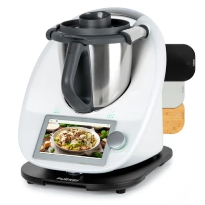 Afbeelding van PUERSI Planche coulissante pour Thermomix TM6/TM5, 2ème génération, avec roulettes, en bambou facile à glisser, noire