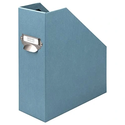 Afbeelding van S.O.H.O. 1318452151 Denim tijdschriftenhouder A4 met etikethouder en handvat
