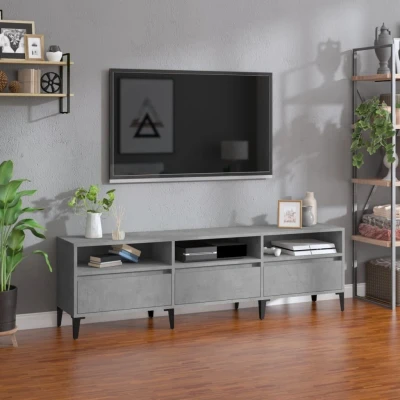 Afbeelding van Tv meubel 150x30x44,5 cm bewerkt hout betongrijs