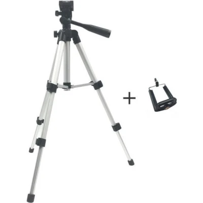 Afbeelding van Professionele Opvouwbare Camera Statief Houder Stand Schroef 360 Graden Vloeistof Hoofd Stabilizer Aluminium Met Telefoon Clip