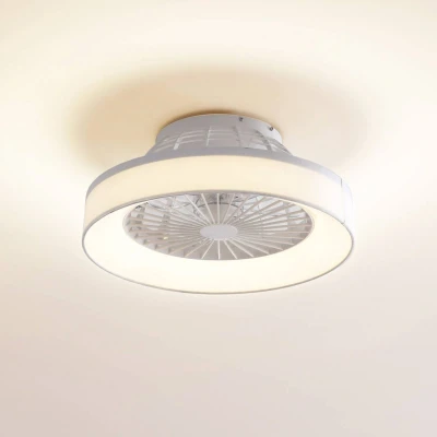 Afbeelding van Lindby Plafondventilatoren met verlichting dimmer CCT 1licht Kunststof H: 20 cm wit Inclusief lichtbron