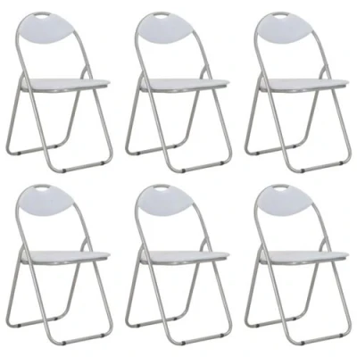 Image de vidaXL Chaises pliantes à manger lot de 6 blanc similicuir284409