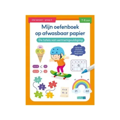 Afbeelding van Mijn oefenboek op afwasbaar papier De tafels van vermenigvuldiging 7 8 jaar