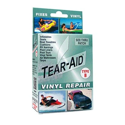 Afbeelding van TEAR AID vinyl reparatieset, transparante patch type B voor en gecoate materialen, werkt op vinyltenten, luifels, luchtbedden, coatings