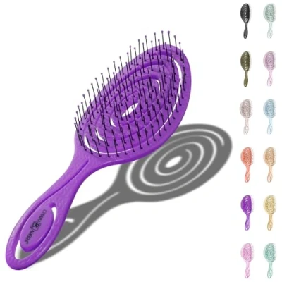 Afbeelding van Chiara Ambra spiraalvormige haarborstel antiklit Anti klit borstel voor krullen of steil haar Detangler brush dames en heren Pruimkleurig