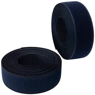 Afbeelding van AERZETIX C65982 Klittenband/rol 40 mm 5 meter met klittenband kabelorganizer/kabelklem kledingband voor kleding kleur: donkerblauw polyamide en polyester