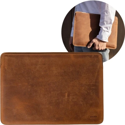 Afbeelding van Accezz Laptop Sleeve Laptophoes geschikt voor 16.2 inch / 16 MacBook Leather Bruin