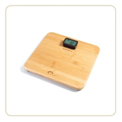 Afbeelding van LITTLE BALANCE Kinetic Premium bamboe Zen personenweegschaal zonder batterij, ecologisch dankzij knop, 150 kg, echt