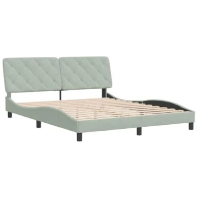 Afbeelding van vidaXL Bedframe met hoofdeinde fluweel lichtgrijs 160x200 cm