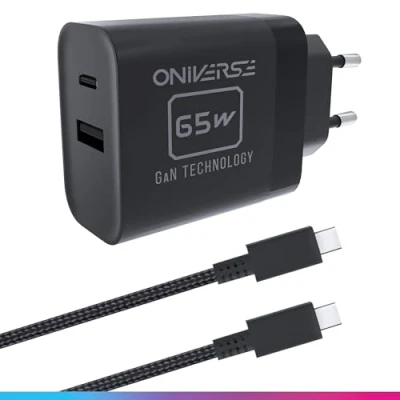 Image de Câble adaptateur AC 65 W USB C 1,5 m Oniverse Noir pour Nintendo Switch™ 2