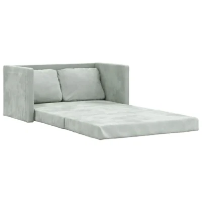 Afbeelding van Slaapbank vloermodel 2 in 1 122x204x55 cm fluweel lichtgrijs