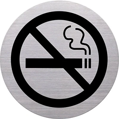 Afbeelding van helit pictogram &#039;de badge&#039; Niet roken, rond, zilver