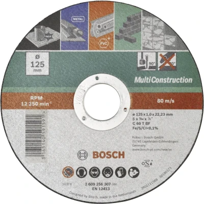 Afbeelding van Bosch Accessories ACS 60 V BF 2609256307 Doorslijpschijf recht 125 mm 1 stuk(s) Metaal, Steen, Beton
