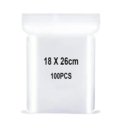 Afbeelding van Transparante plastic zakken, verzegelde zak, opbergtas, zak met sluiting, geschikt voor keuken, kantoorbenodigdheden, opslag van noten enz. 18 x 26 cm, 100 stuks