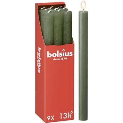 Afbeelding van Bolsius Dinerkaars Rustiek Fresh Olive 27 cm 9 Stuks
