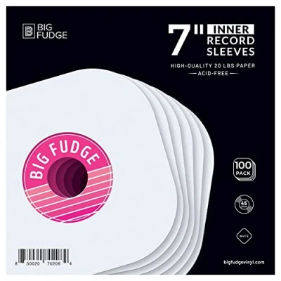 Afbeelding van BIG FUDGE Binnenhoezen voor vinylplaten, 18 cm x 100 stuks, vinylbescherming van dik en zuurvrij papier, antistatisch, 45 omwentelingen