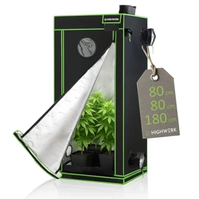 Afbeelding van HIGHWERK kweektent 80 x 180 cm indoor voor plantenteelt zwart groen kweekbox, Home Grow, kweekkast kweektent,